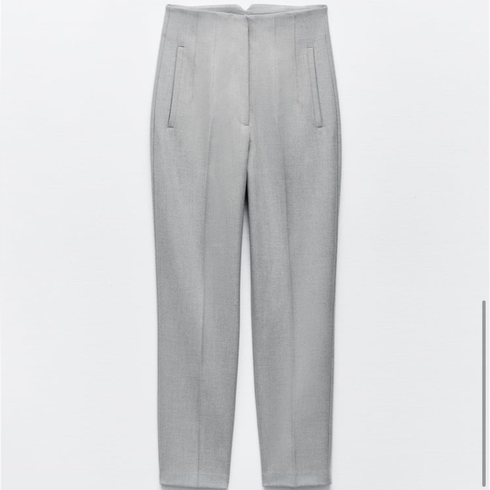 Zara Gray High Waisted Trousers - Pants with a High Waist